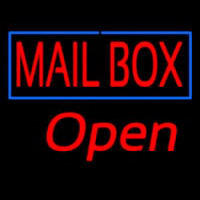 Mailbo  Blue Border Open Neon Sign