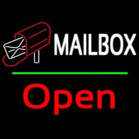 Mailbo  Red Logo With Open 2 Neon Sign