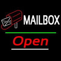 Mailbo  Red Logo With Open 3 Neon Sign