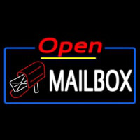 Mailbo  Red Logo With Open 4 Neon Sign