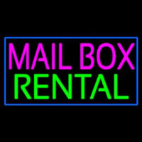 Mailbo  Rental Blue Rectangle Neon Sign