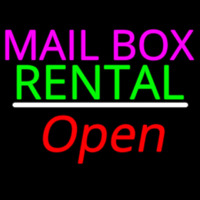 Mailbo  Rental Open White Line Neon Sign