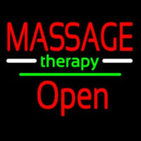 Massage Therapy Open White Line Neon Sign