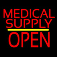 Medical Supply Block Open Yellow Line Neon Sign