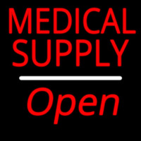Medical Supply Script1 Open White Line Neon Sign