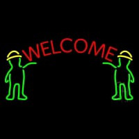 Men Holding Welcome Banner Neon Sign
