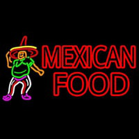 Mexican Food Man Logo Neon Sign