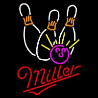 Miller Bowling White Pink Beer Sign Neon Sign