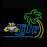 Miller Lite Eagle Palm Tree With Wave Neon Sign