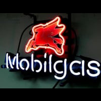 Mobil Gas Mobilgas Oil Station Neon Sign