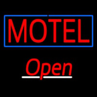 Motel With Blue Border Open Neon Sign