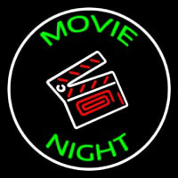 Movie Night With Border Neon Sign