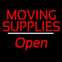 Moving Supplies Open White Line Neon Sign