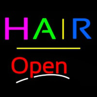 Multi Colored Hair Open Yellow Line Neon Sign
