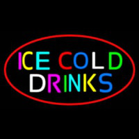 Multi Colored Ice Cold Drinks Neon Sign