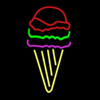 Multi Colored Ice Cream Cone Logo Neon Sign