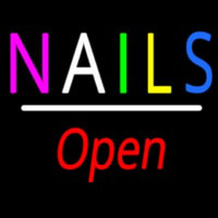 Multi Colored Nails Open White Line Neon Sign