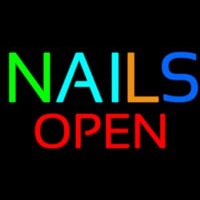 Multi Colored Nails Red Open Neon Sign