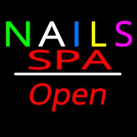 Multi Colored Nails Spa Open White Line Neon Sign