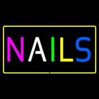 Multi Colored Nails With Yellow Border Neon Sign