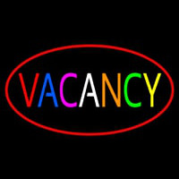 Multi Colored Vacancy With Red Border Neon Sign