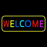 Multi Colored Welcome Bar With Yellow Border Neon Sign