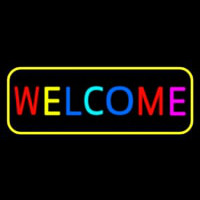 Multi Colored Welcome Bar With Yellow Border Neon Sign