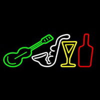 Music Instrument Glass And Bottle 1 Neon Sign