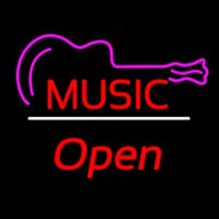 Music Logo Open White Line Neon Sign