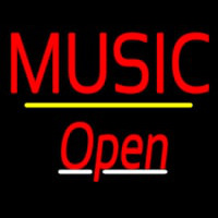 Music Open Yellow Line Neon Sign