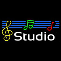 Music White Studio Blue 1 Neon Sign