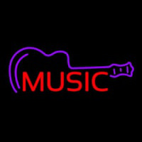 Music With Guitar Neon Sign