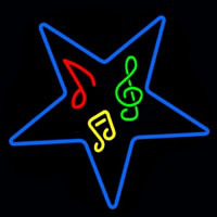 Musical Notes In Star Neon Sign