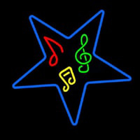 Musical Notes In Star Neon Sign