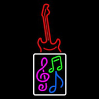 Musical Notes With Guitar Logo 1 Neon Sign