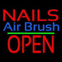Nails Airbrush Block Open Green Line Neon Sign