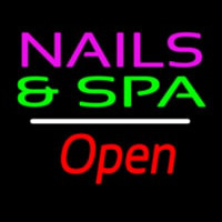 Nails And Spa Open White Line Neon Sign