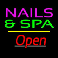 Nails And Spa Open Yellow Line Neon Sign