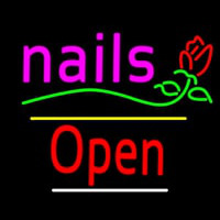 Nails Open Yellow Line Flower Logo Neon Sign