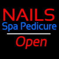 Nails Spa Pedicure Open White Line Neon Sign