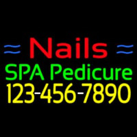 Nails Spa Pedicure With Phone Number Neon Sign