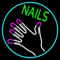 Nails With Hand Logo Neon Sign