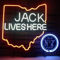 New Jack Daniels Lives Here Ohio Old #7 Whiskey Neon Sign