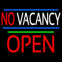 No Vacancy Block Red Open Green Line Neon Sign