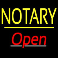 Notary Open Yellow Line Neon Sign