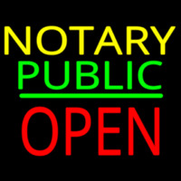 Notary Public Block Open Green Line Neon Sign