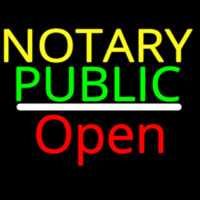 Notary Public Open White Line Neon Sign