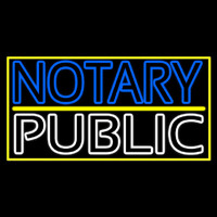 Notary Public With Yellow Border And Line Neon Sign