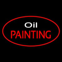 Oil Painting Red Oval Neon Sign