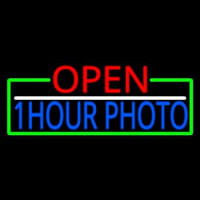 Open 1 Hour Photo With Green Border Neon Sign